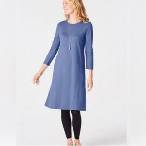 NEW J.Jill Women’s Ponte Knit Seamed Shift Dress Imperial Blue 2X Knee-Length